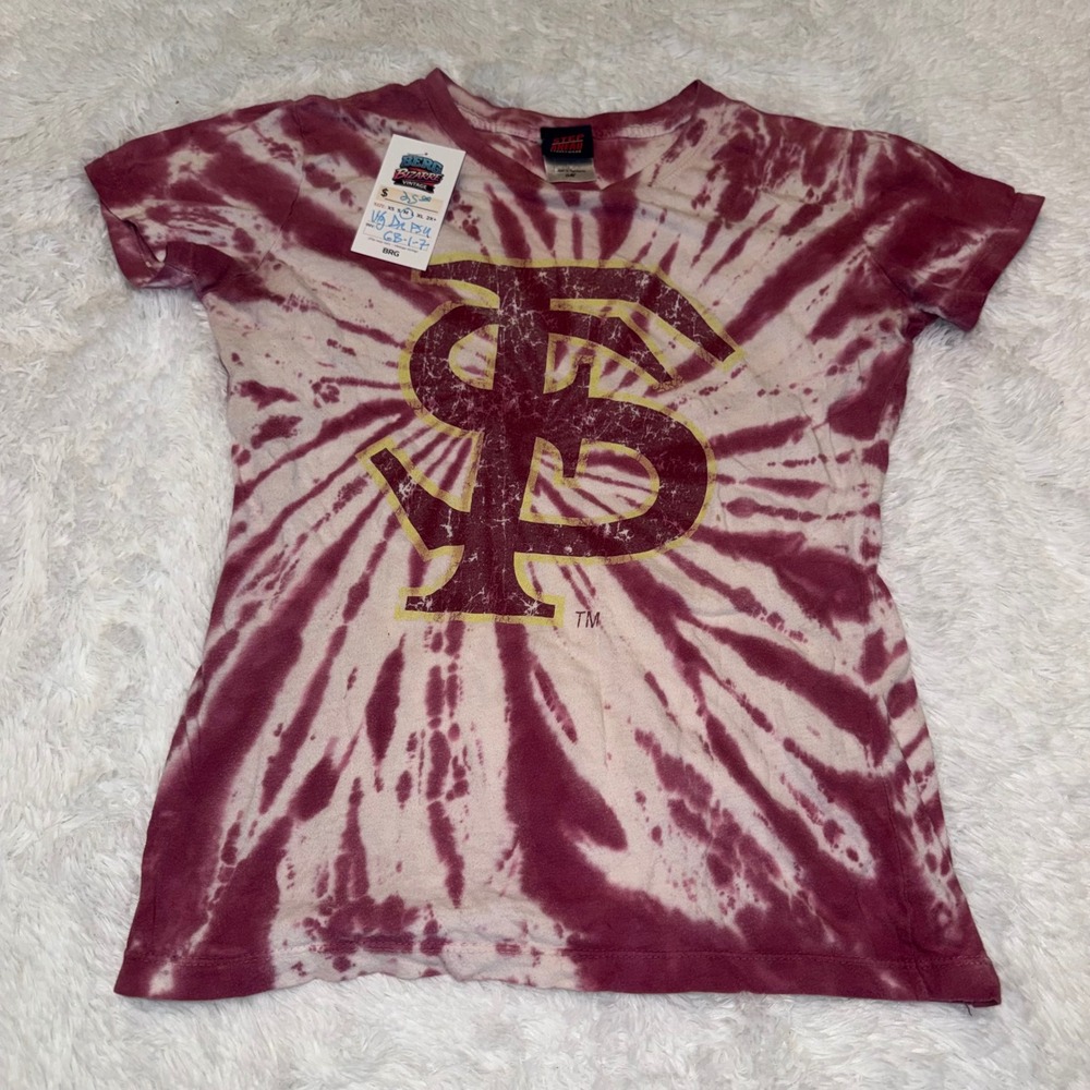 Step Ahead FSU Seminoles T-Shirt Women Medium Garnet Tie Dye Distressed